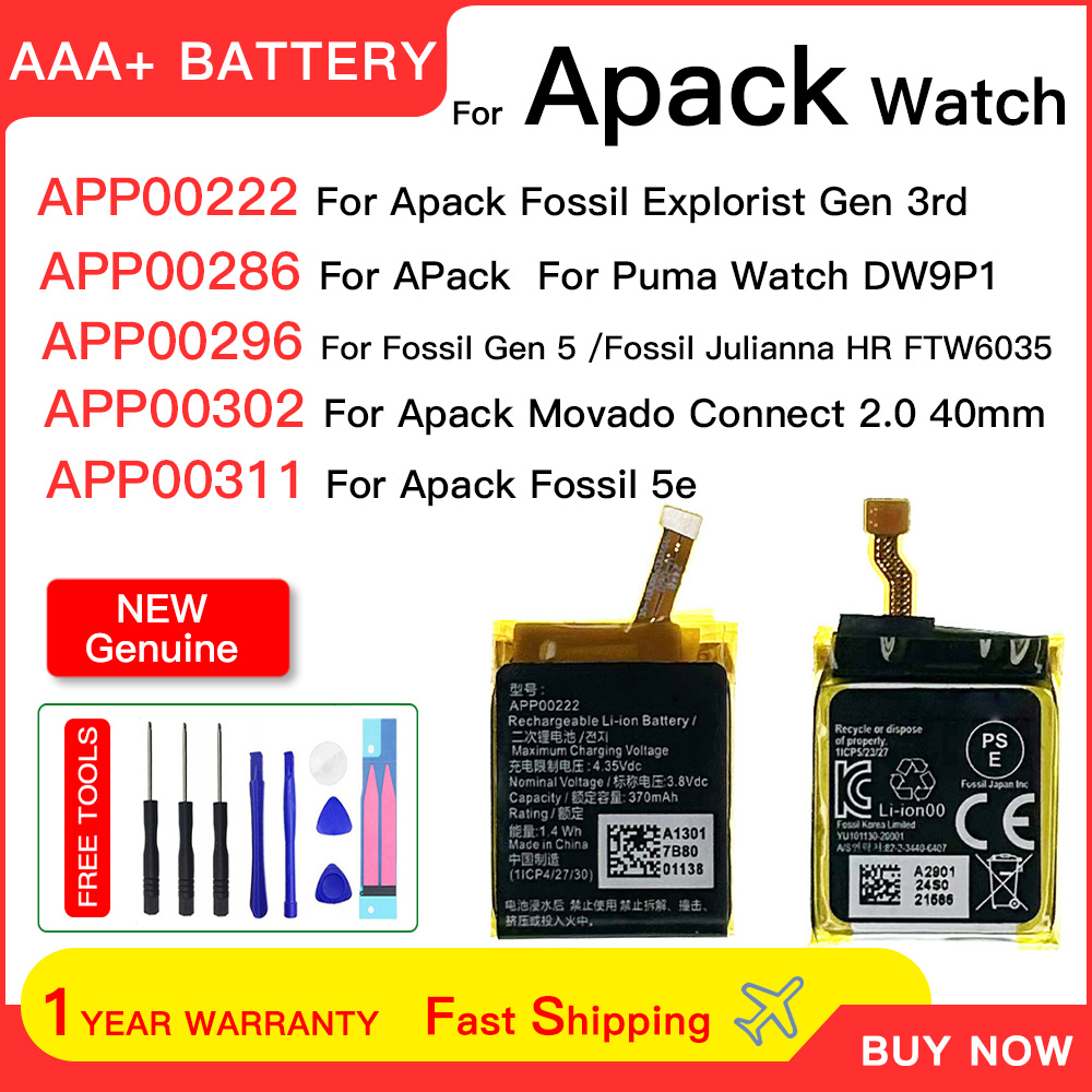 Fossil Watches Smartwatch Gen 3 - Baterai Pengganti Asli APP00222 APP00311 untuk