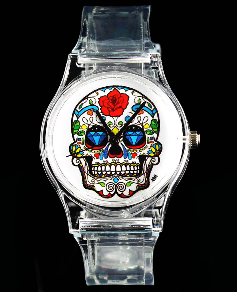 Minimalist Thin Watch - Bunga Mawar Tengkorak Kerangka Jantung Setan