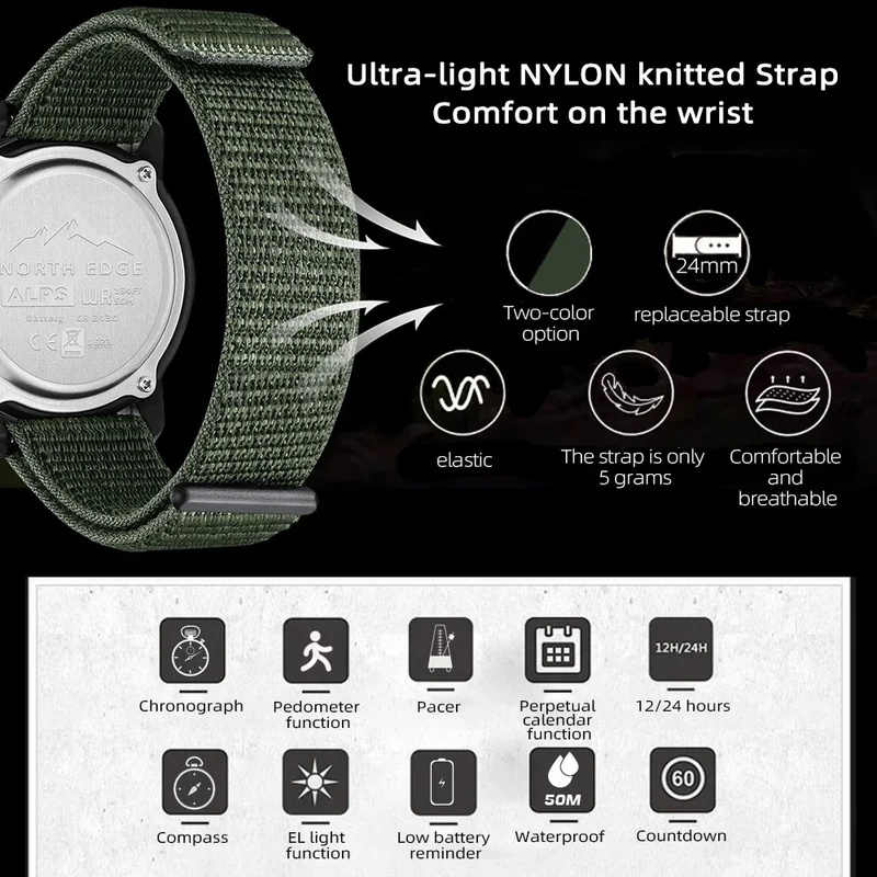 NEW NORTH EDGE Jam Tangan Olah - Altimeter Compass Watch ulasan dan harga