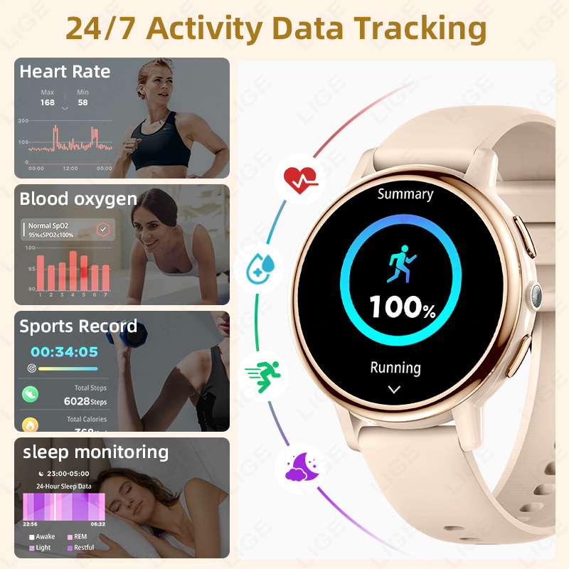 Jam Tangan Pintar LIGE Layar 1 - Smartwatch Ladies Watches For Women ulasan dan harga