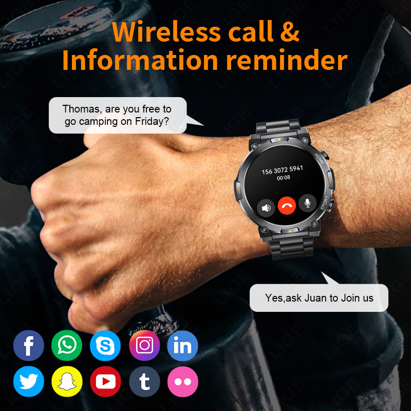 LIGE Jam Tangan Pintar Olahrag - Smartwatch Latest Watches For Men ulasan dan harga