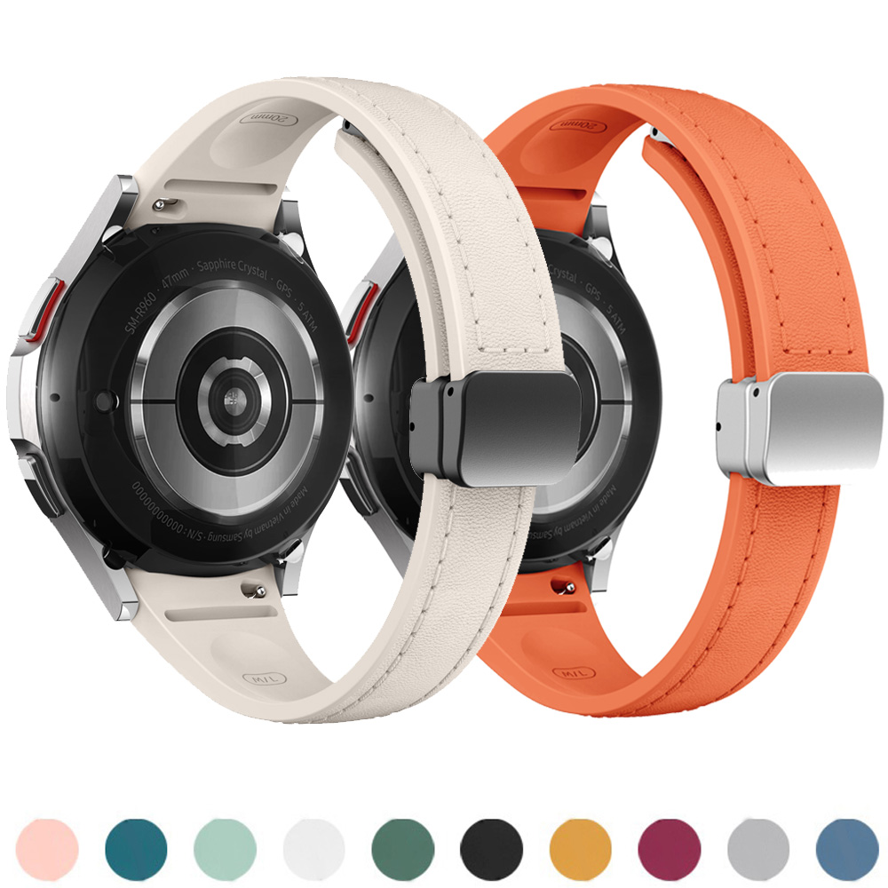 Tali kulit asli + silikon untu - Smartwatch Samsung Watches For Men ulasan dan harga