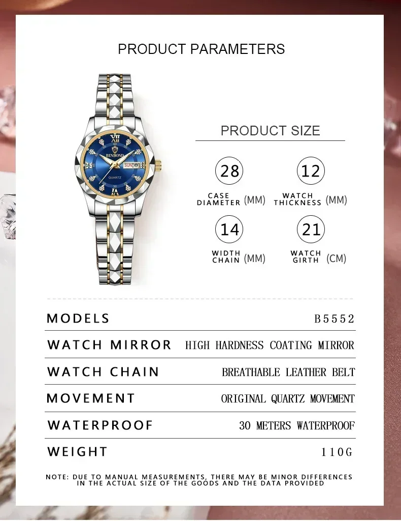 BINBOND 2026 Jam Tangan Wanita - Waterproof Diving Watch ulasan dan harga